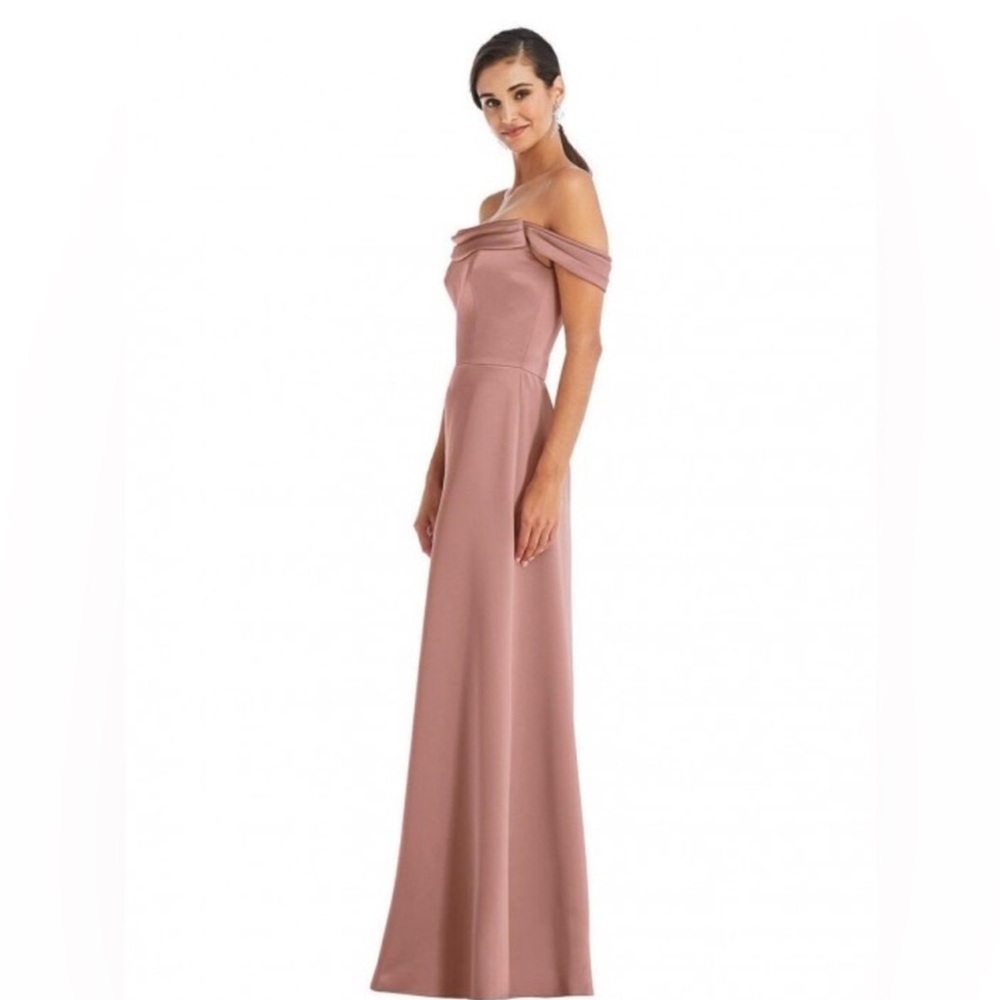 Dessy Collection 3079 Off Shoulder Maxi Bridesmaid Dress Formal Gown sz16